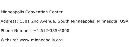 Minneapolis Convention Center Address Contact Number