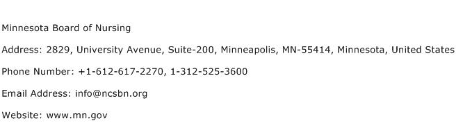Minnesota Board of Nursing Address Contact Number