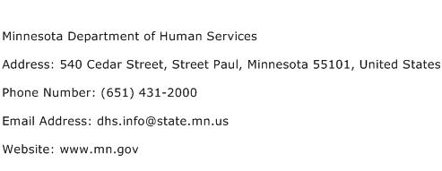 Minnesota Department of Human Services Address Contact Number
