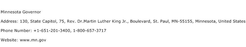 Minnesota Governor Address Contact Number