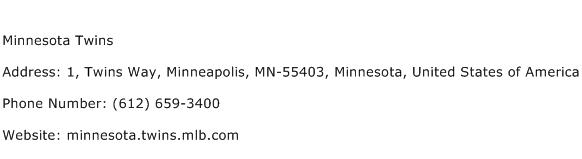 Minnesota Twins Address Contact Number