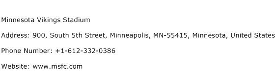 Minnesota Vikings Stadium Address Contact Number