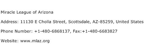 Miracle League of Arizona Address Contact Number