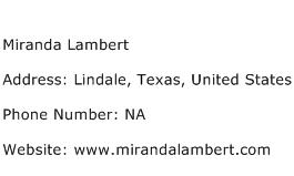 Miranda Lambert Address Contact Number