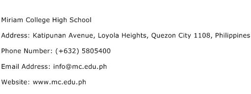 Miriam College High School Address, Contact Number of ...