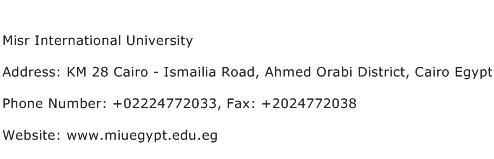 Misr International University Address Contact Number