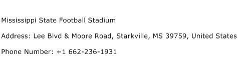 Mississippi State Football Stadium Address Contact Number