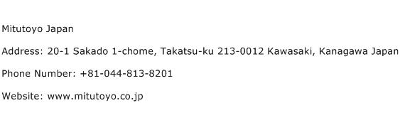 Mitutoyo Japan Address Contact Number