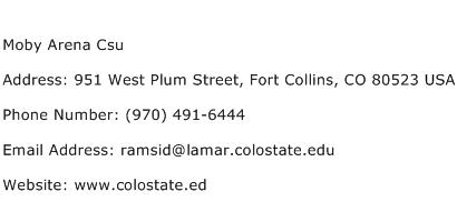 Moby Arena Csu Address Contact Number