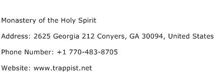 Monastery of the Holy Spirit Address Contact Number