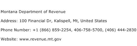 Montana Department of Revenue Address Contact Number
