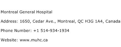 Montreal General Hospital Address Contact Number