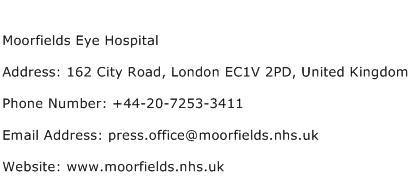 Moorfields Eye Hospital Address Contact Number