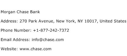 Morgan Chase Bank Address Contact Number