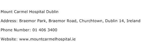 Mount Carmel Hospital Dublin Address Contact Number