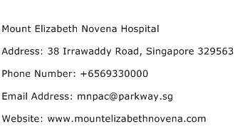 Mount Elizabeth Novena Hospital Address Contact Number