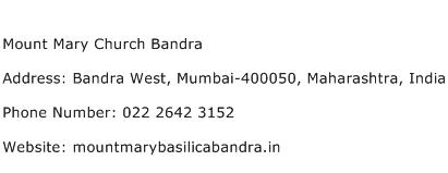 Mount Mary Church Bandra Address Contact Number
