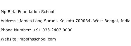 Mp Birla Foundation School Address Contact Number