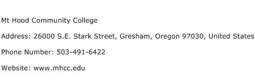 Mt Hood Community College Address Contact Number