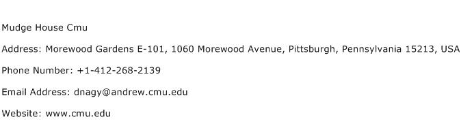 Mudge House Cmu Address Contact Number