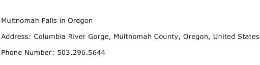 Multnomah Falls in Oregon Address Contact Number