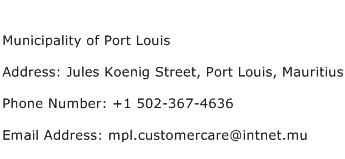 Municipality of Port Louis Address Contact Number