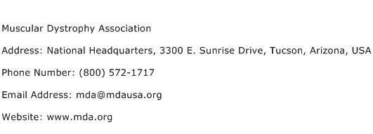 Muscular Dystrophy Association Address Contact Number
