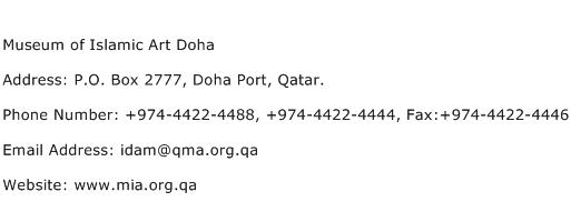 Museum of Islamic Art Doha Address Contact Number