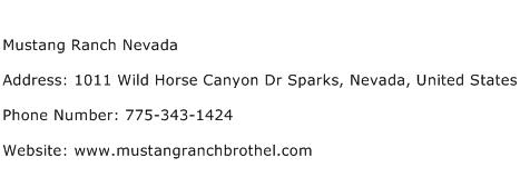 Mustang Ranch Nevada Address Contact Number