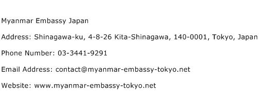 Myanmar Embassy Japan Address Contact Number