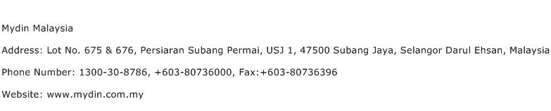Mydin Malaysia Address Contact Number