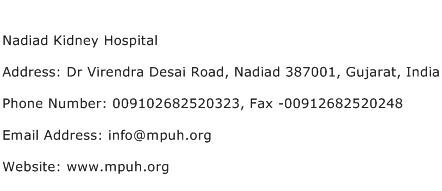 Nadiad Kidney Hospital Address Contact Number