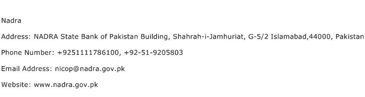 Nadra Address Contact Number