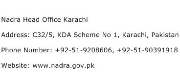 Nadra Head Office Karachi Address Contact Number