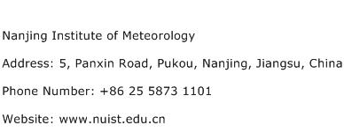 Nanjing Institute of Meteorology Address Contact Number