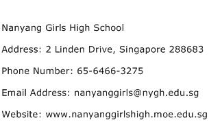 Nanyang Girls High School Address Contact Number