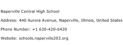 Naperville Central High School Address Contact Number