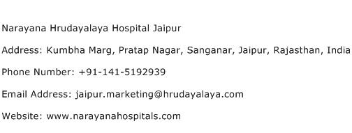 Narayana Hrudayalaya Hospital Jaipur Address Contact Number