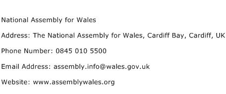National Assembly for Wales Address Contact Number