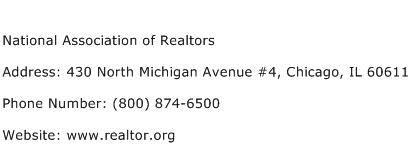 National Association of Realtors Address Contact Number
