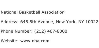 National Basketball Association Address Contact Number