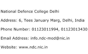 National Defence College Delhi Address Contact Number