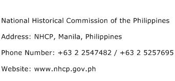 National Historical Commission of the Philippines Address Contact Number