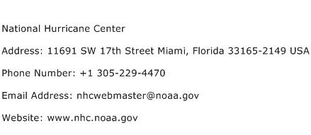 National Hurricane Center Address Contact Number