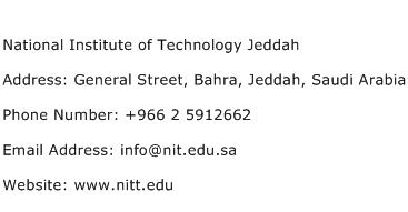 National Institute of Technology Jeddah Address Contact Number