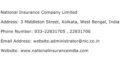 National Insurance Company Limited Address Contact Number