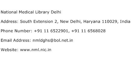 National Medical Library Delhi Address Contact Number