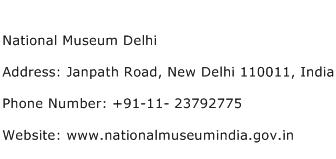 National Museum Delhi Address Contact Number