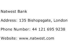 Natwest Bank Address Contact Number