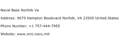 Naval Base Norfolk Va Address Contact Number